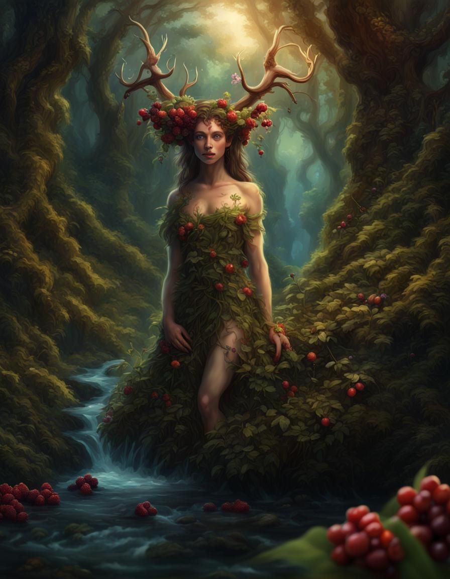 Faun in Deep Forest: Epic Digital Matte Painting