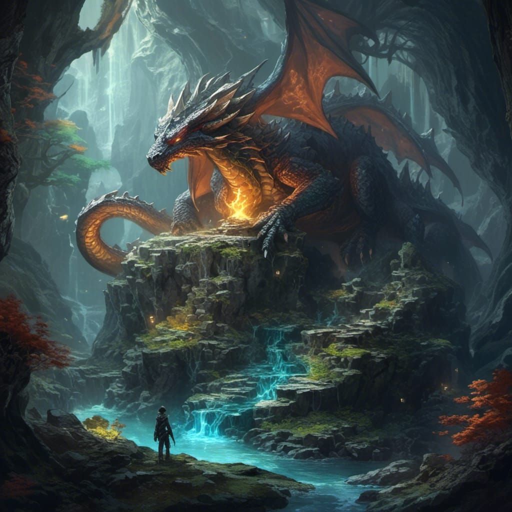 Elemental Stone Dragon in Crystal Cave