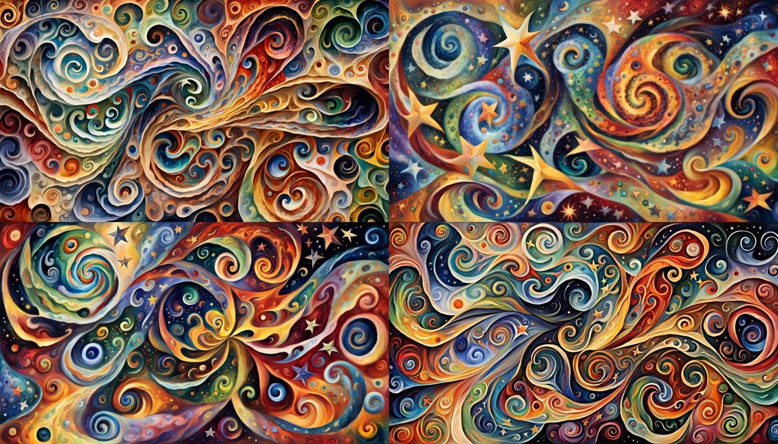Swirling Stars in Cosmic Dance: An Impasto Painting