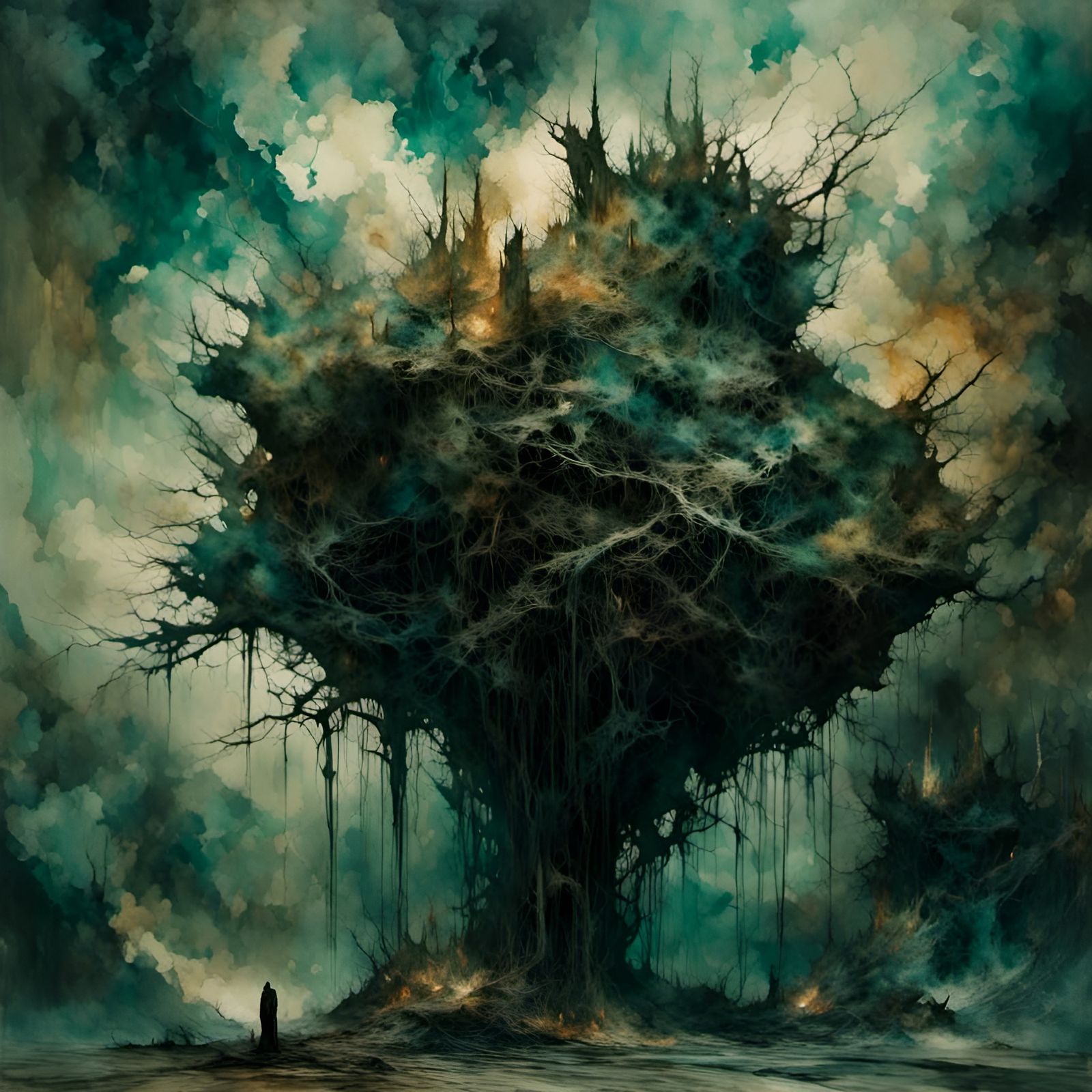 Eldritch Green Tree of Hell with Constellation Map