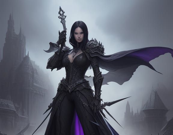 Dark Fantasy Drow City Under Crimson Moonlight