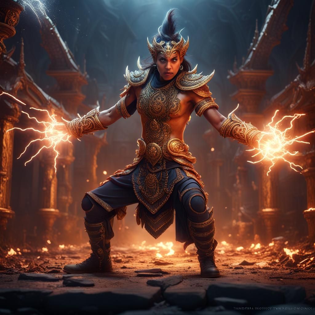 Warlock using lightning magic.