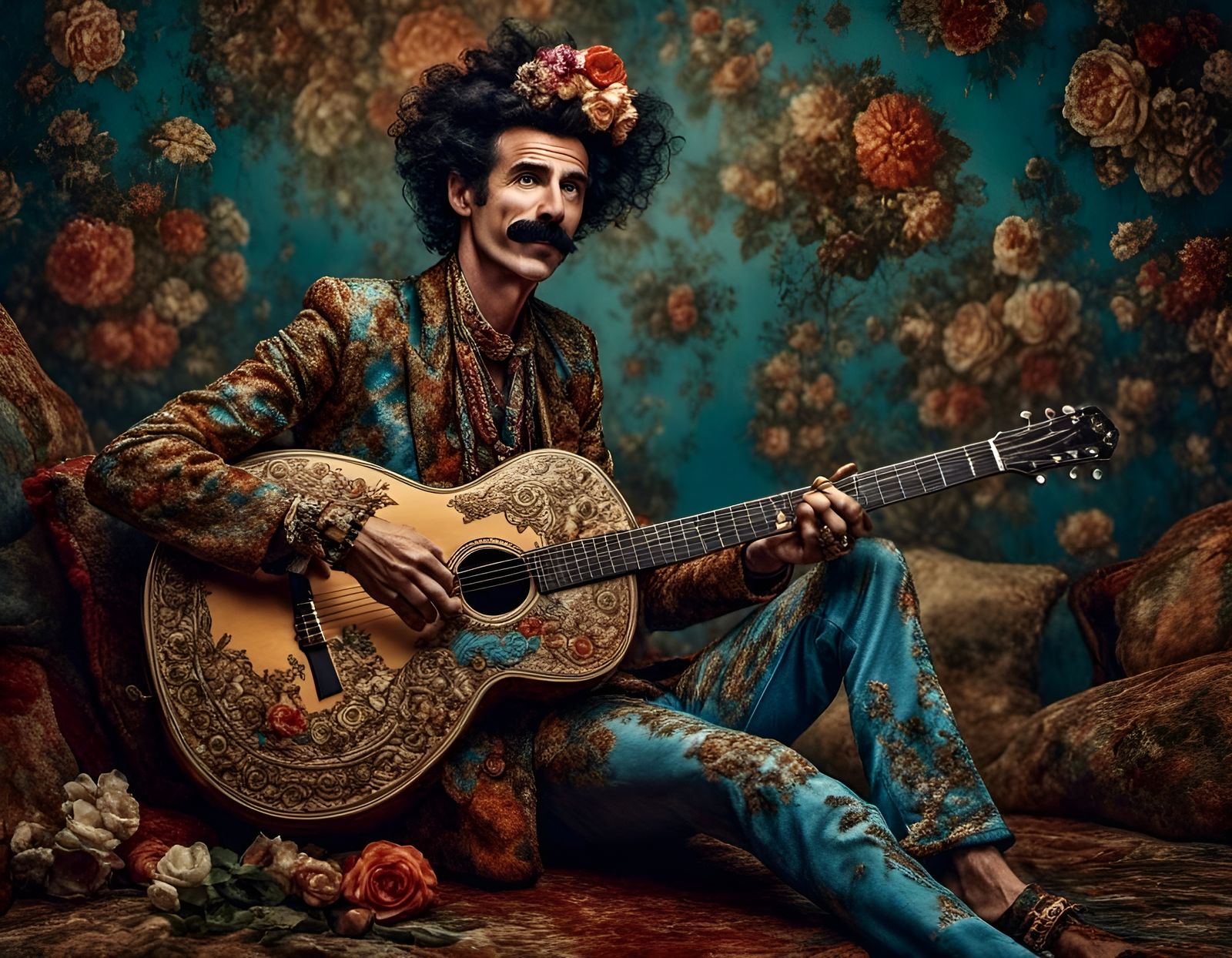 Borat Plays 60s Guitar in Hippie Style