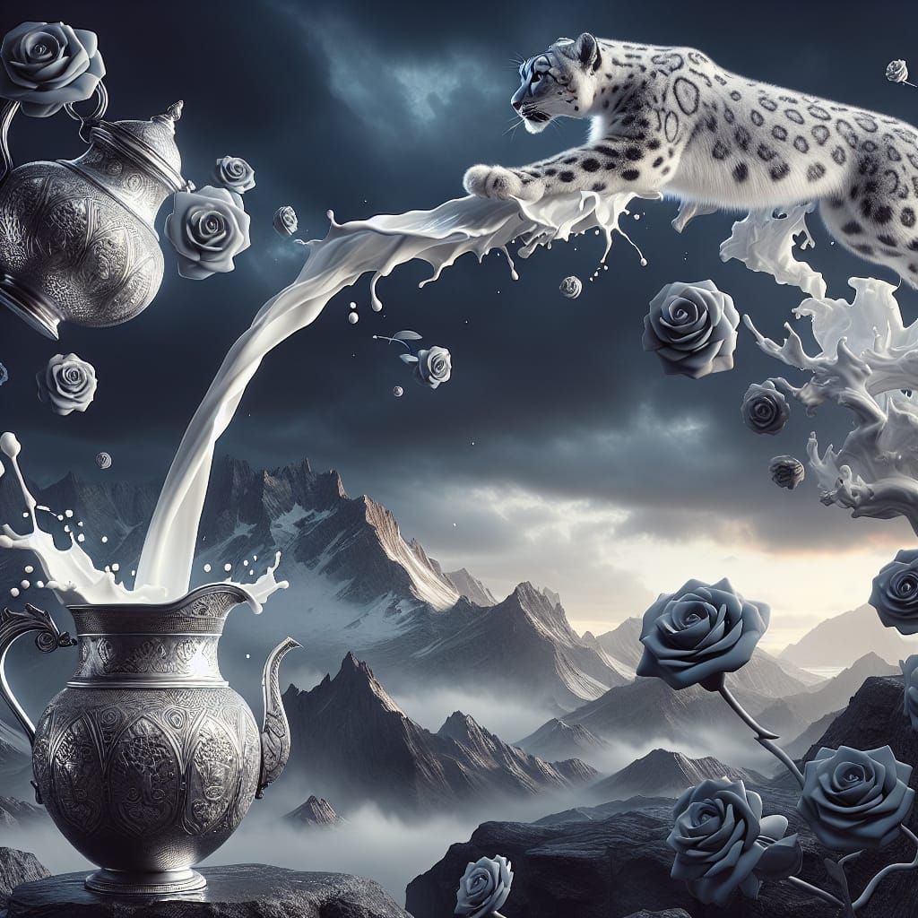 Milk Snow Leopard Digital Matte Painting