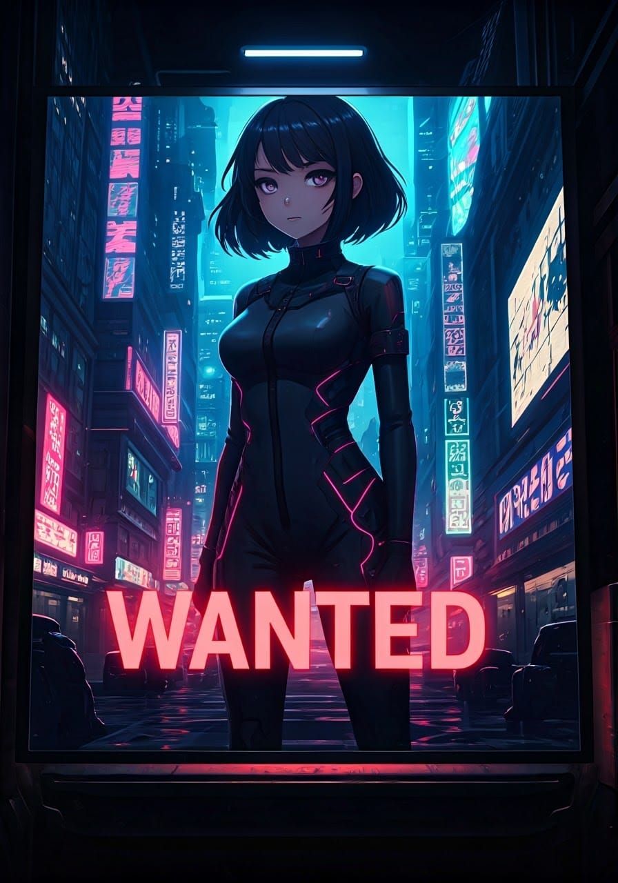Anime Poster Girl Wanted in Futuristic City