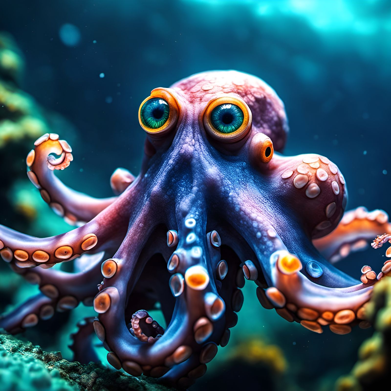 Hyperrealistic Octopus Eye Close-Up: Deep Ocean Beauty