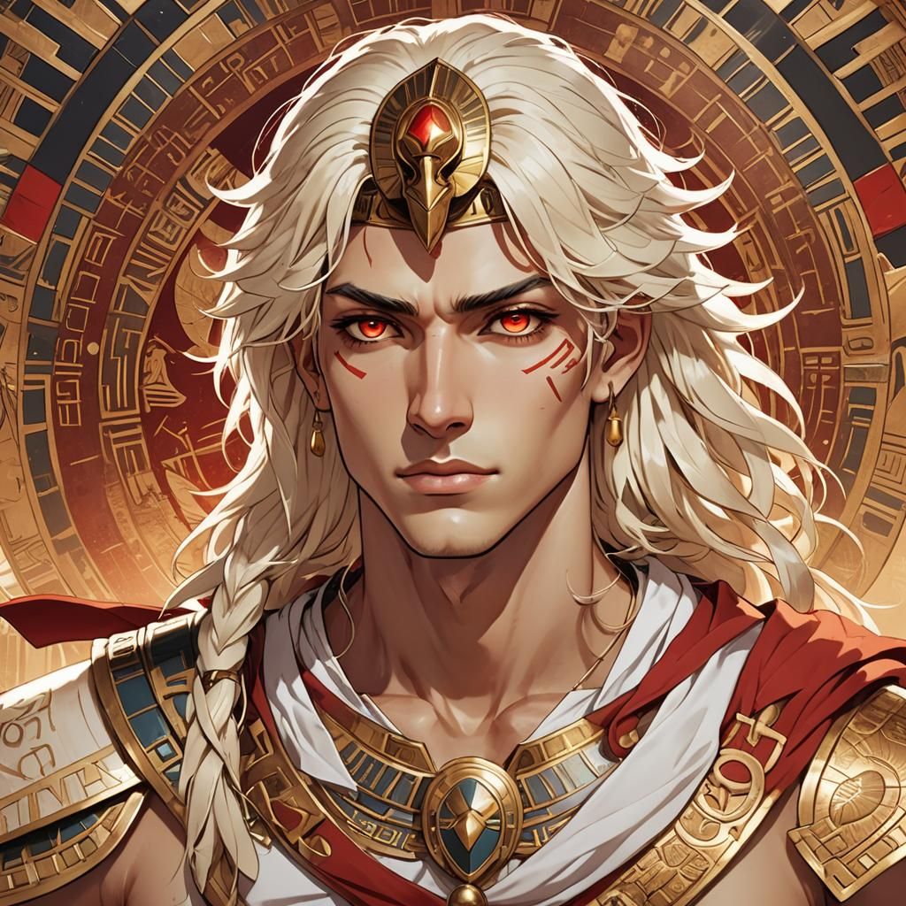 Egyptian Warrior in Cel-Shaded Anime Style