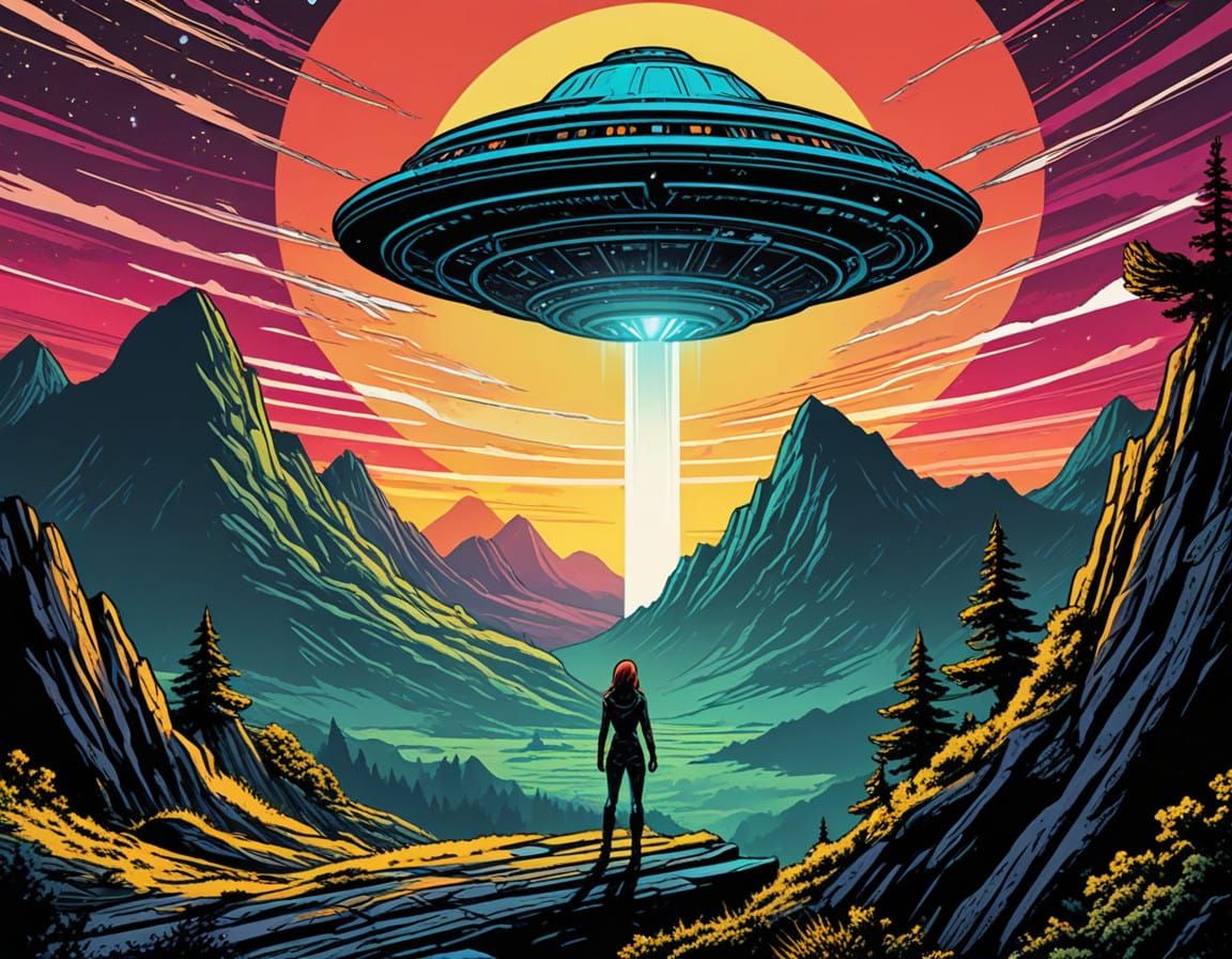 Alien Women in Retro Comic Book Style