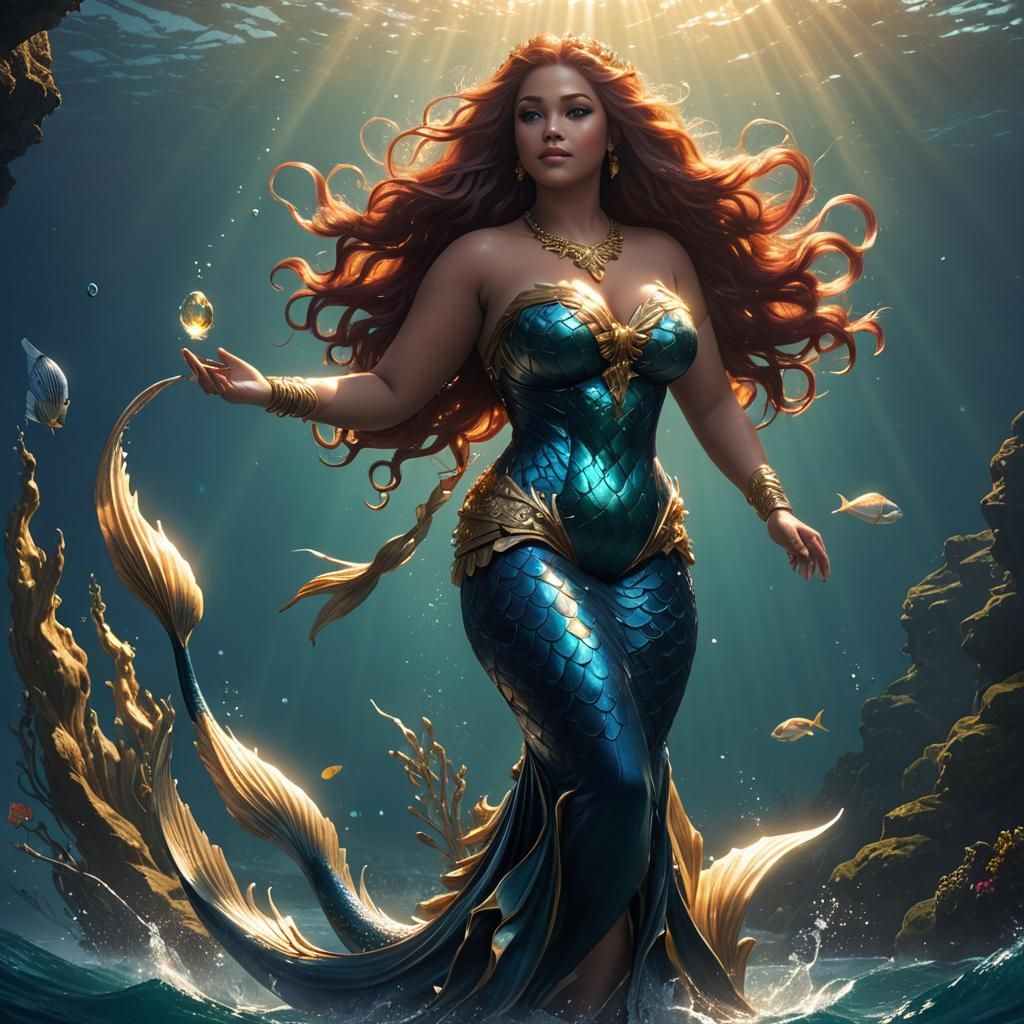 BBW Mermaid in Deep Blue Sea