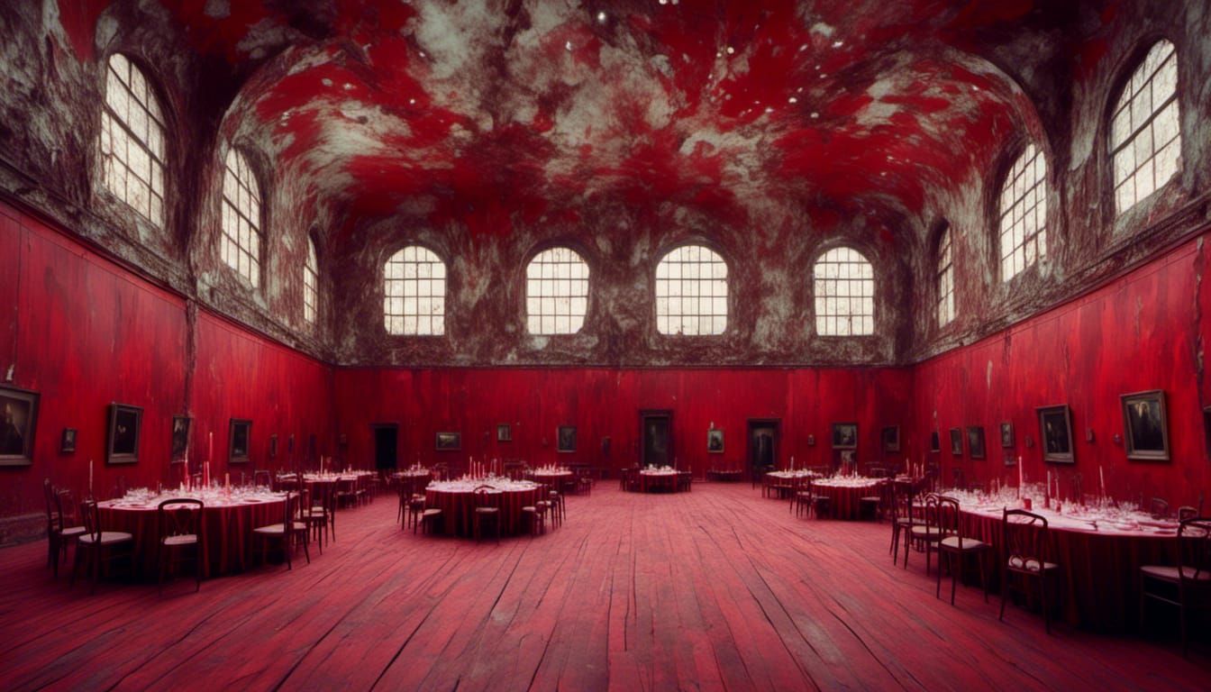 Macabre Red Room with Round Lights