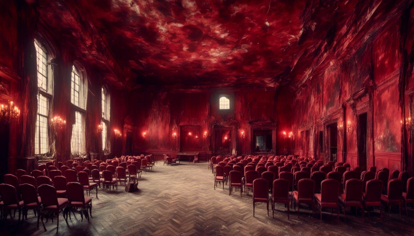 Macabre Red Room with Round Lights
