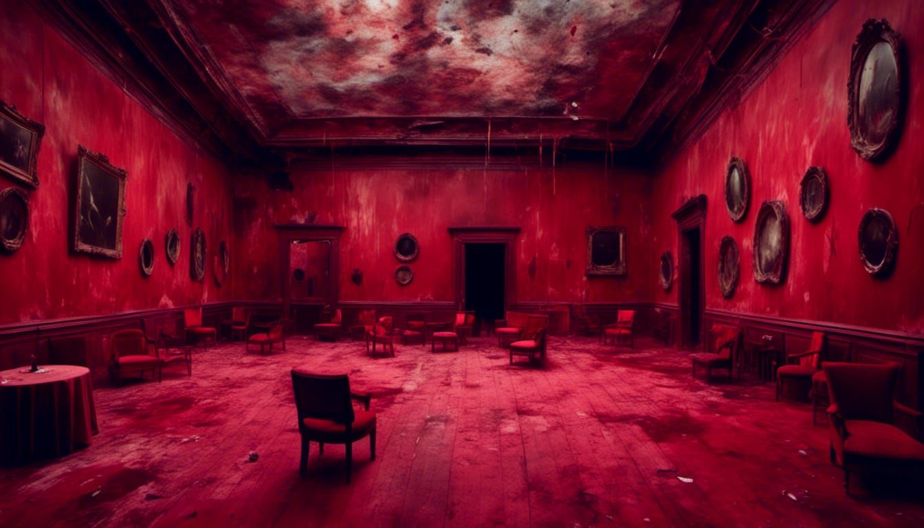 Intense Red Room with Macabre Lighting