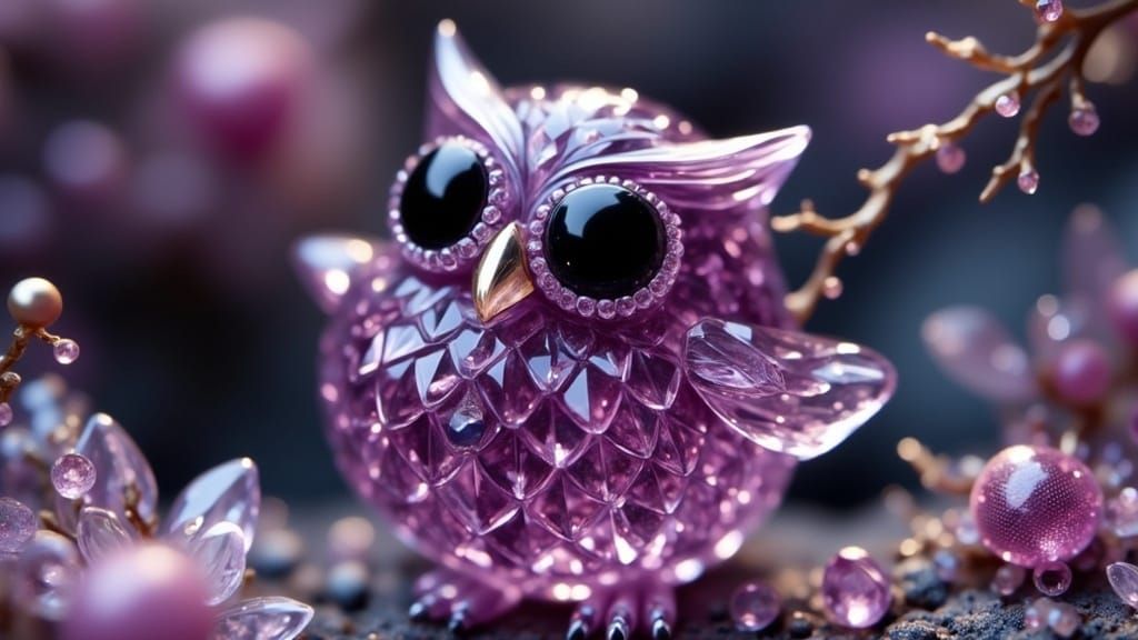 Crystal Owl in Elaborate Mystical Style