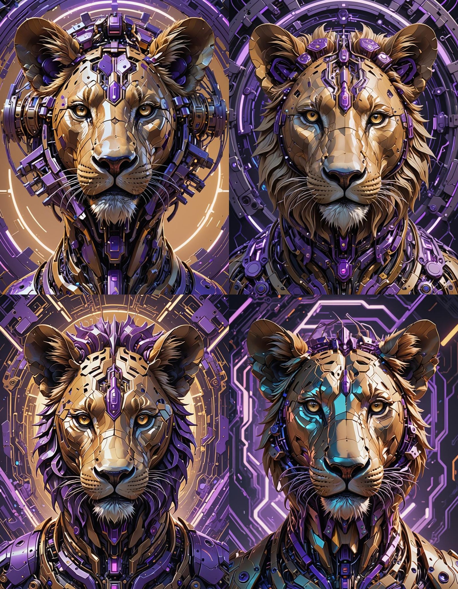 beautiful  Lioness in the style of futuristic cyberpunk