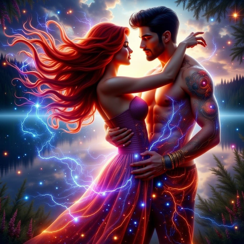 Electrifying Dance of Love in Ethereal Fantasy