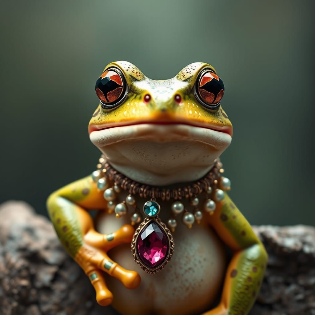 Frog in Exquisite Jewelry Adornments