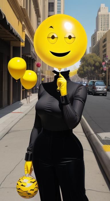 Surreal Yellow Balloon Ladies in Downtown Los Angeles