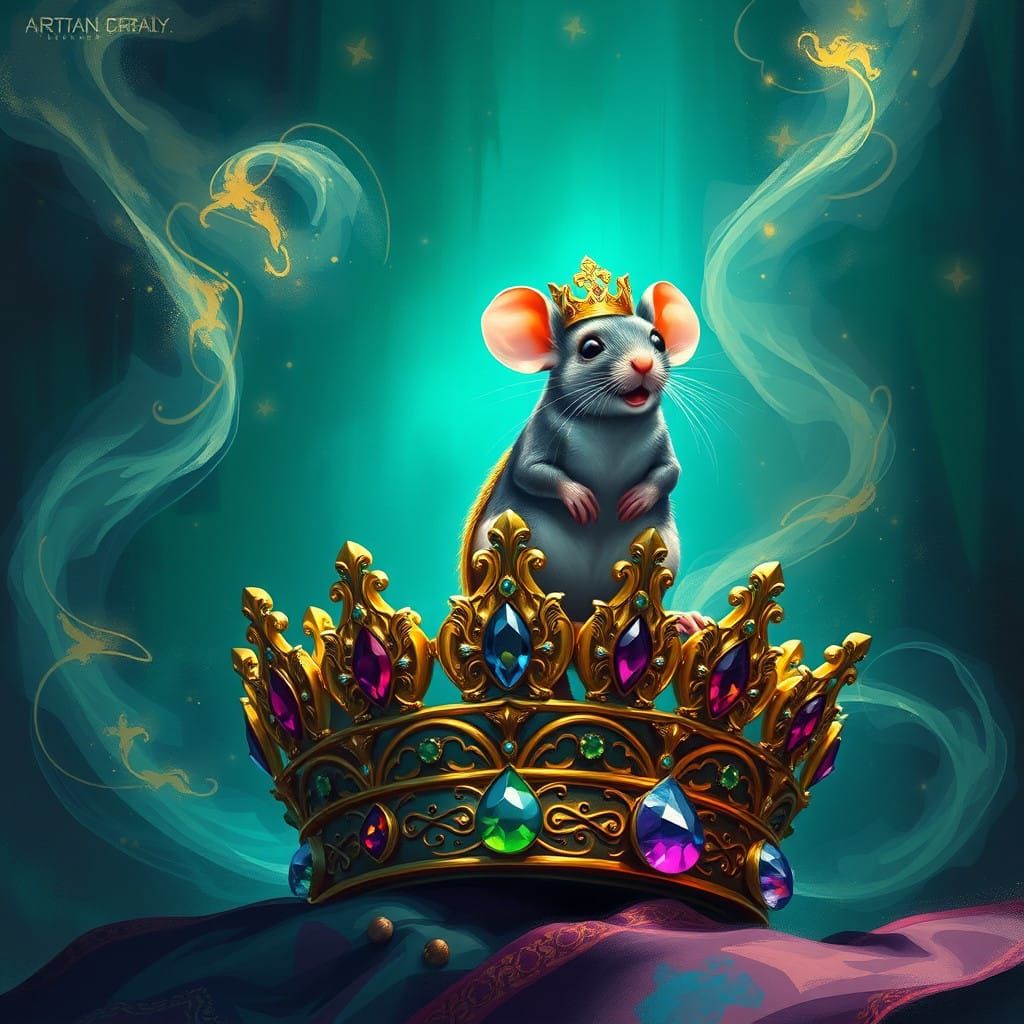 Regal Mouse in Majestic Fantasy Crown Scene