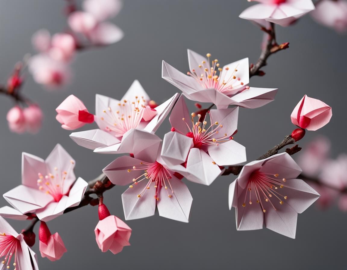 Full Bloom Cherry Blossom Origami Papercraft