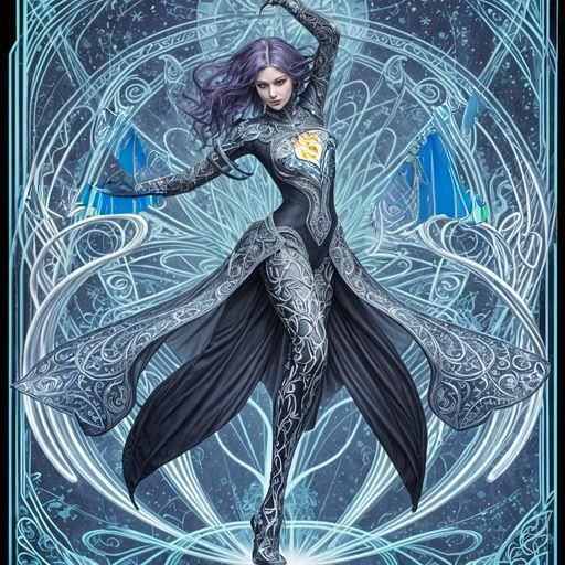 Maximalist Dancer in Fractal Art Nouveau Style