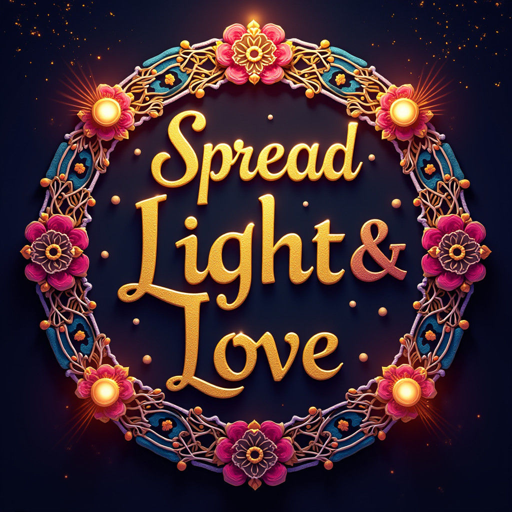 Spread Light and Love Rangoli Art in Fantasy Style