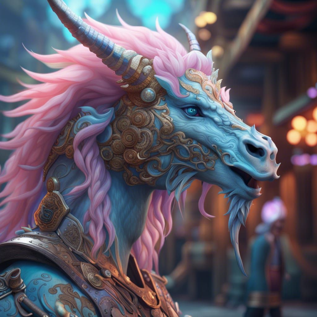 Pastel Kirin Selfie: Detailed Fantasy Art