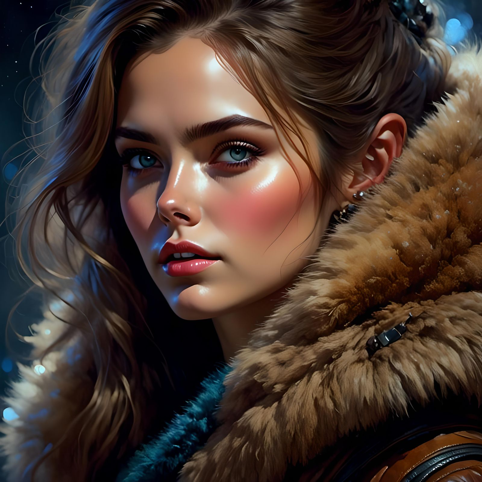Gorgeous Woman in Wookiee Fur Suit Portrait
