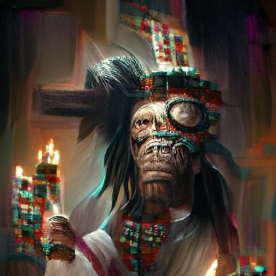 Sinister Aztec Priest in Fantasy Art Style