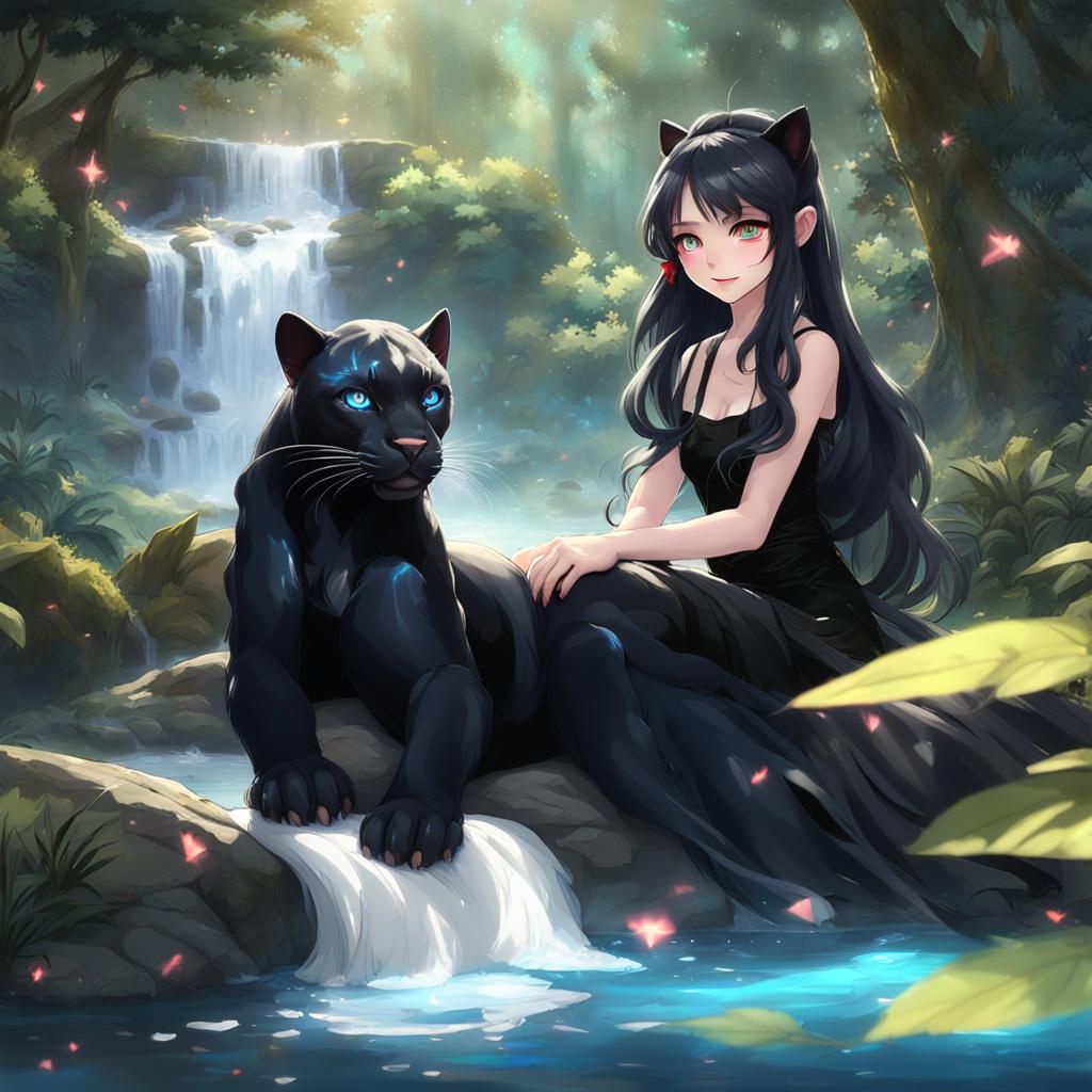 Beautiful Panther Girl in 3D Anime Art Style