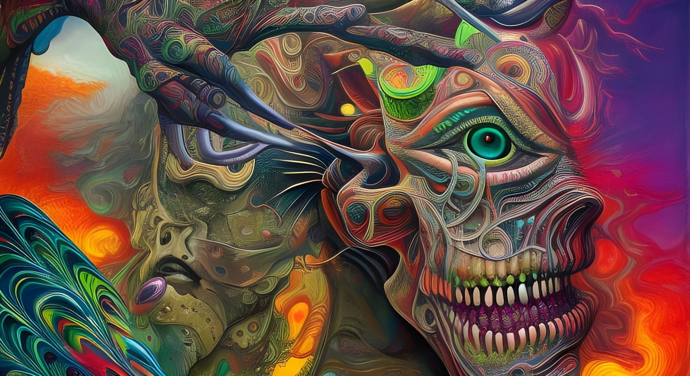 Psychedelic Horror Surrealism in Maximalist Style