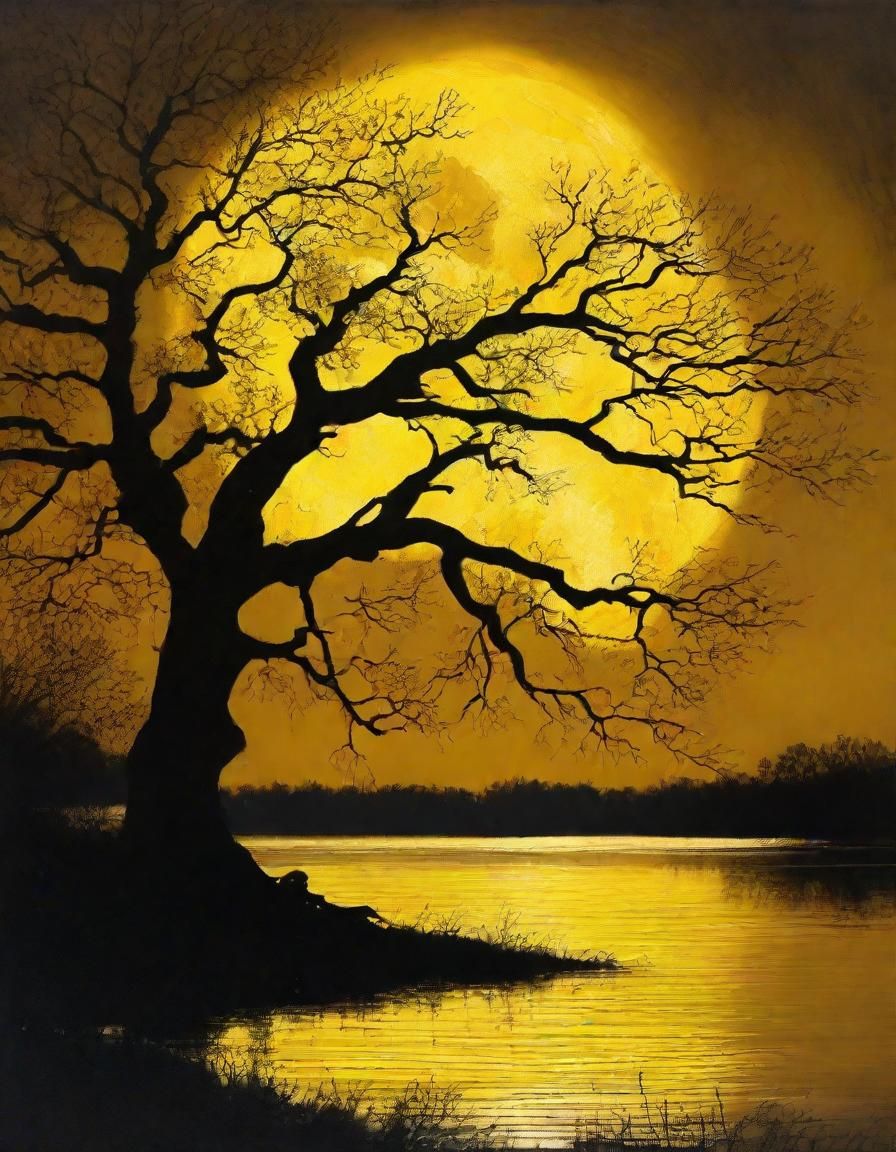 Tree of Life Silhouette in Dreamy Moonlight