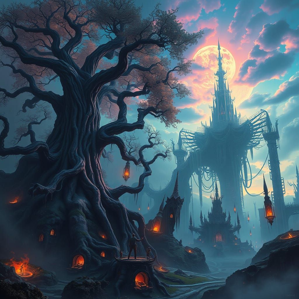 Dreamlike Castle Landscape in Vibrant, Ethereal Style