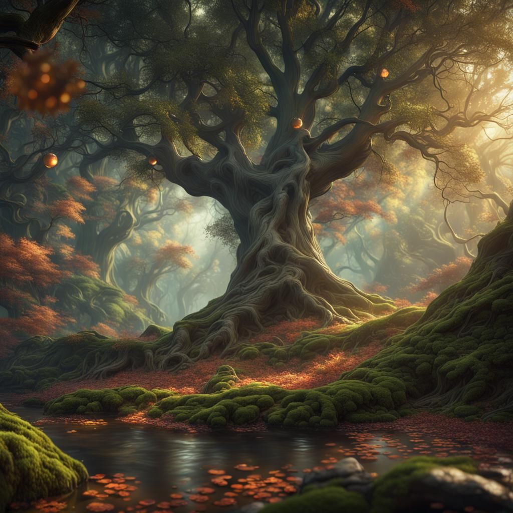Mystical Forest Dreamscape: Detailed Matte Painting