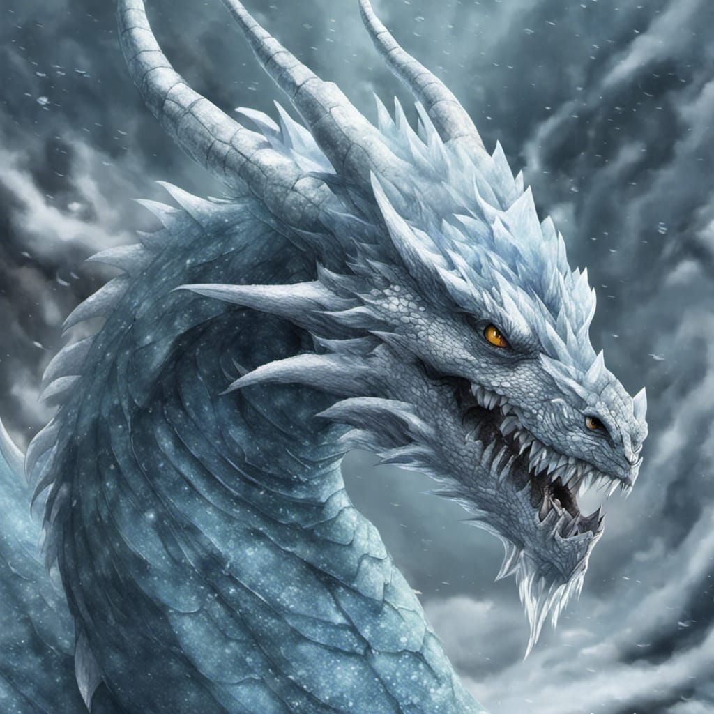 Majestic Ice Dragon Soaring Glacial Landscape