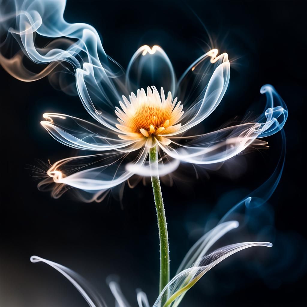 Crystal Flower Smoke Dance: Electric Pencil Art