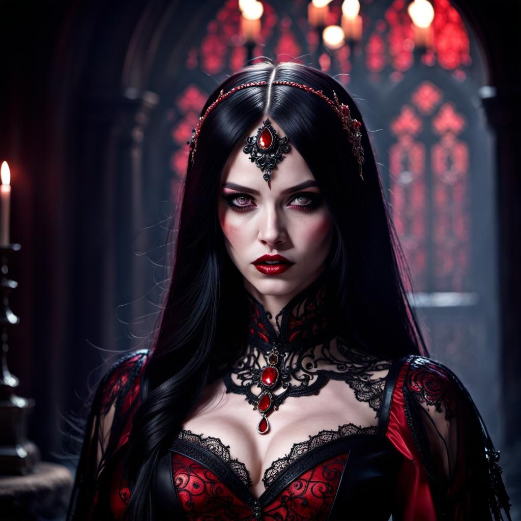 Gothic Vampire Portrait in Digital Art Style