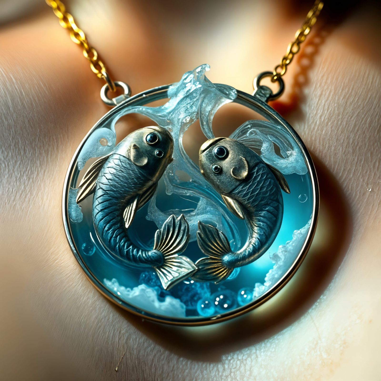 Ethereal Pisces Zodiac Pendant in Photorealistic Detail