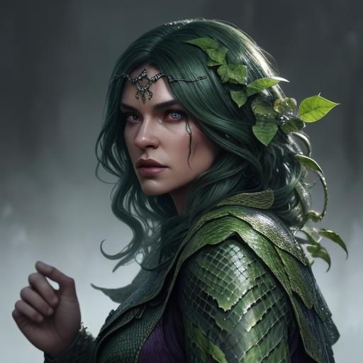 Hissing Snake on Vine: Fantastical Matte Painting