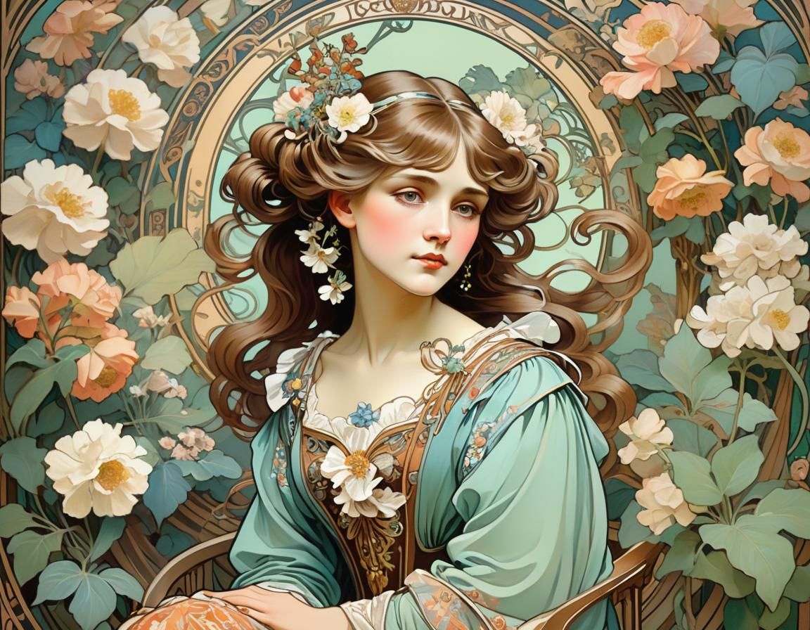 Art Nouveau Portrait of Victorian Aristocrat