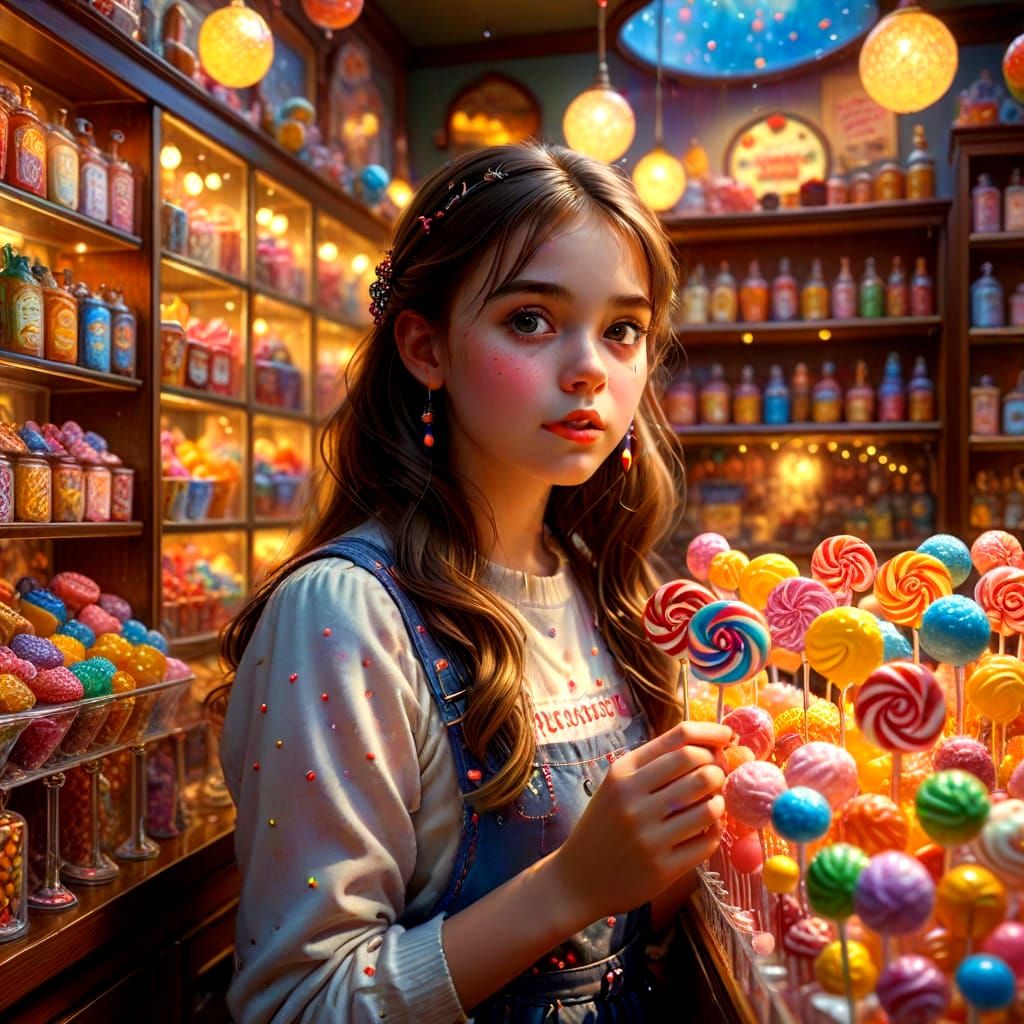 Overstuffed Dreamy Sweets Shop in Photorealistic Style