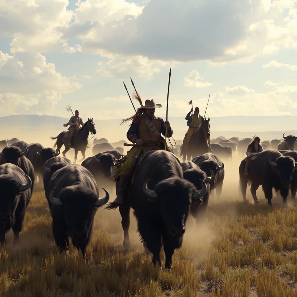 Epic Bison Hunt on the Great Plains