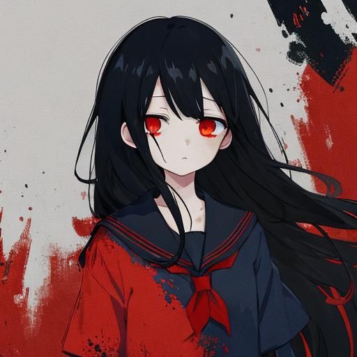 Expressionless Girl in Serafuku with Lycoris Flowers