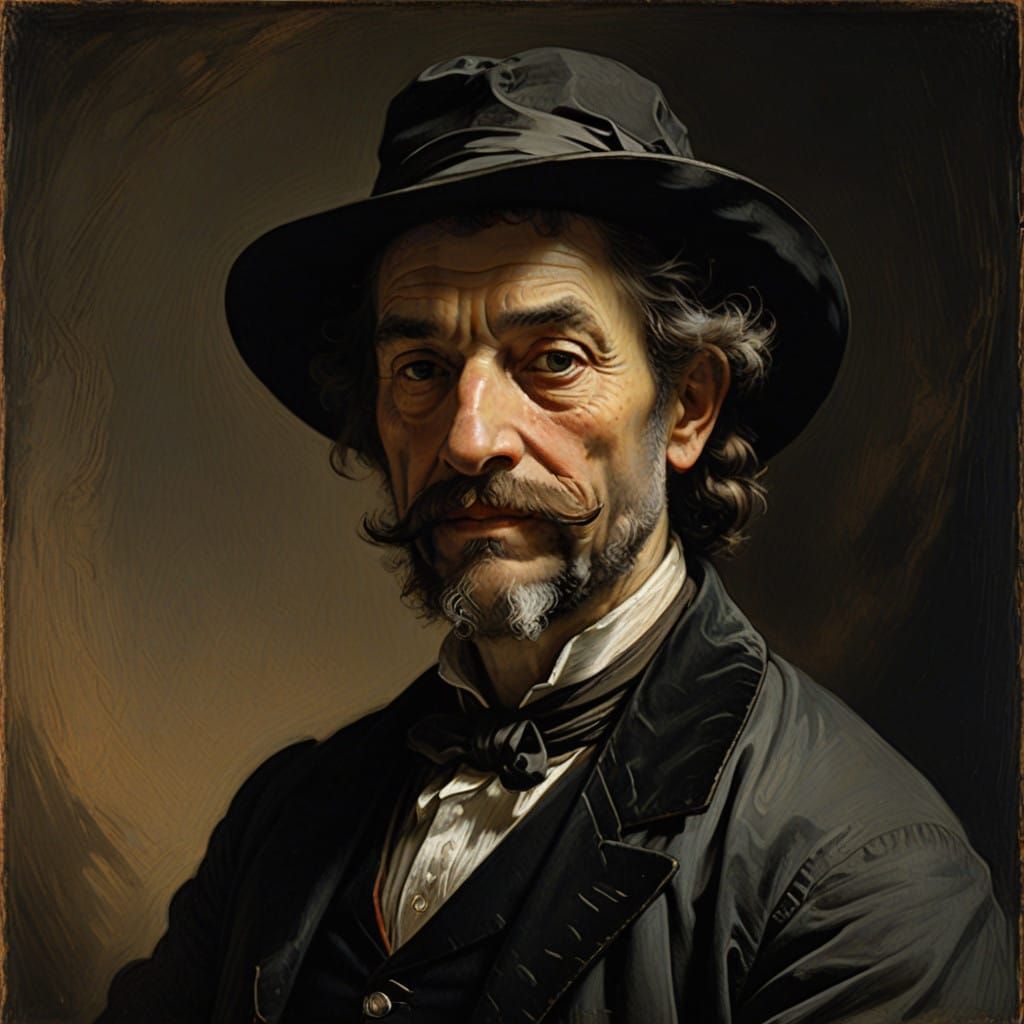 Mature Man with Thick Moustache and Distinctive Chin in Clas...