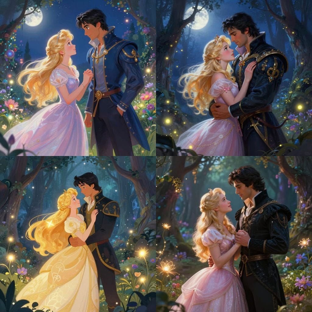 Fantasy Couple: Blonde Princess and Black-Haired Prince