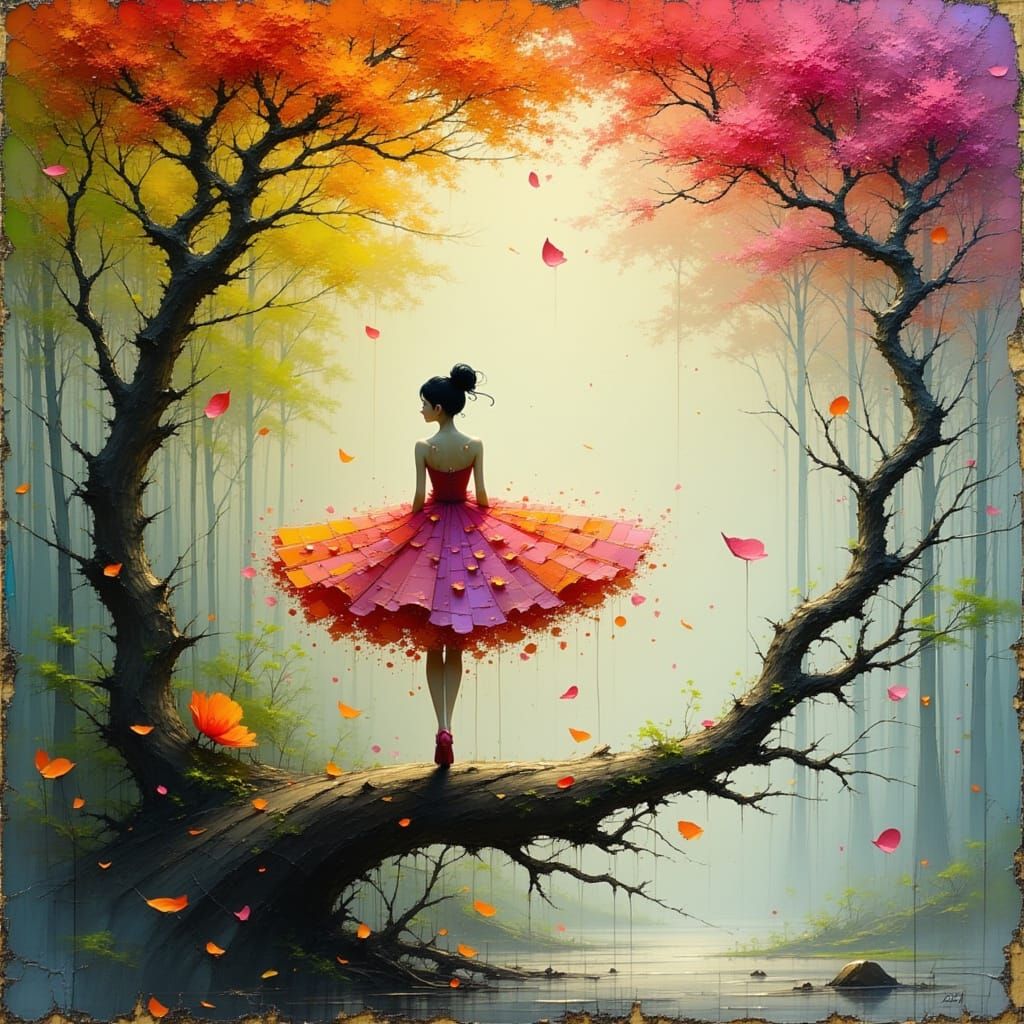 Looking out in the blooming forest