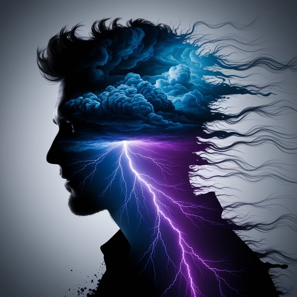 Surreal Storm Inside a Man's Head: Graffiti Art