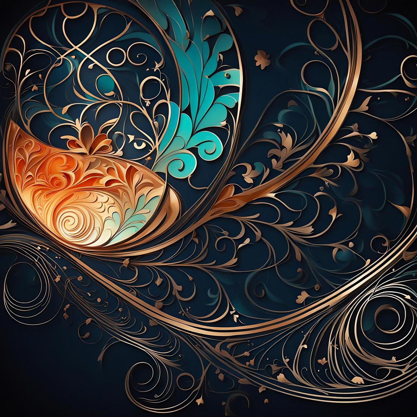 Elegant Art Nouveau Arabesque Design