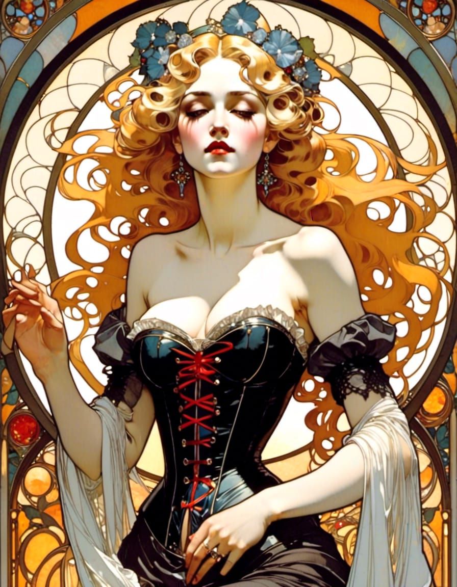 Madonna in Corset: An Art Nouveau Portrait
