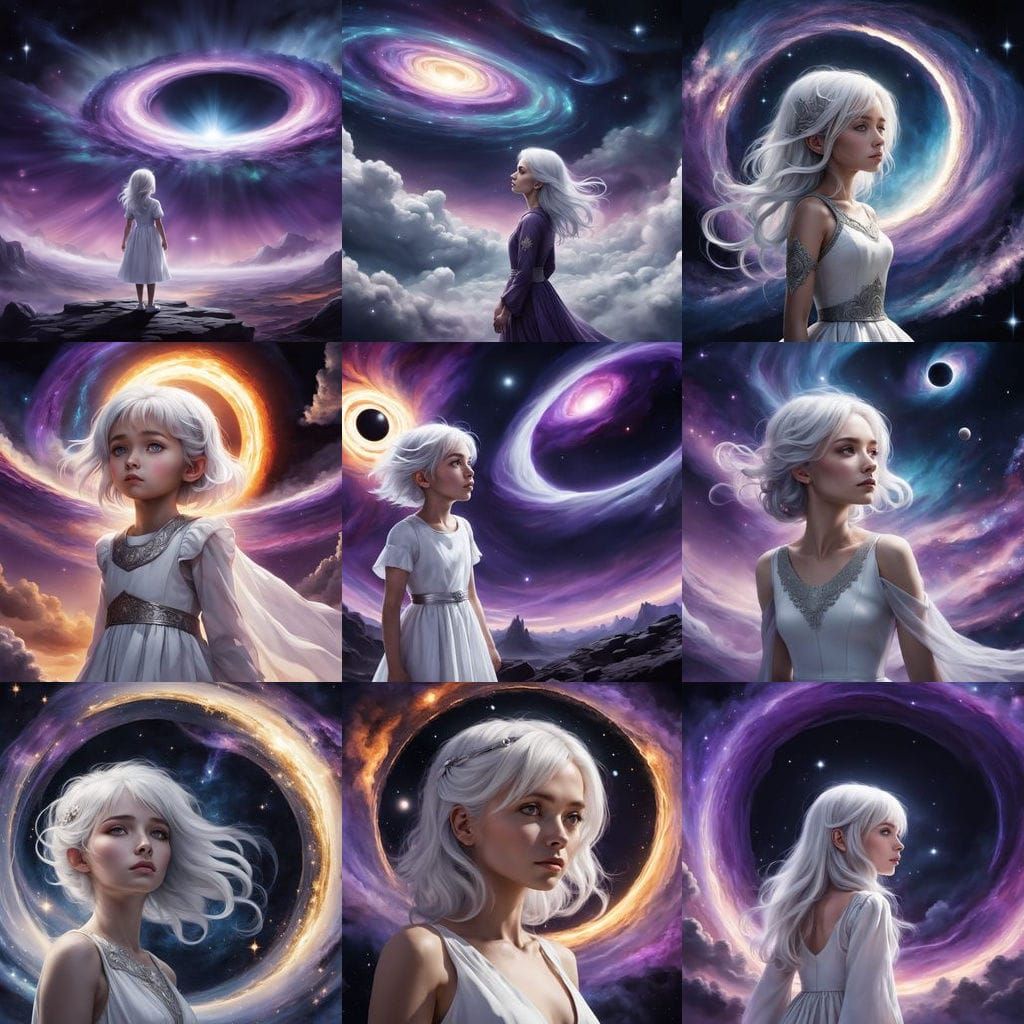 Girl Watches Black Hole Form in Cosmic Space