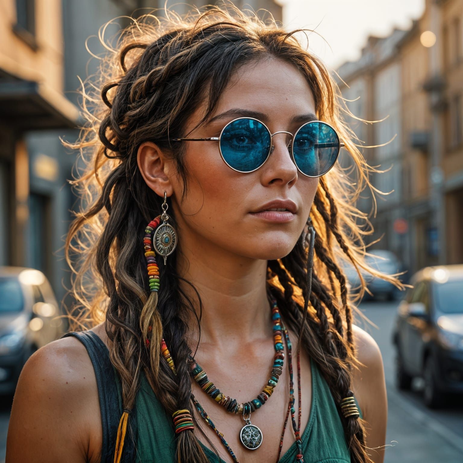Peaceful Hippie Woman in Dreamy Atmosphere